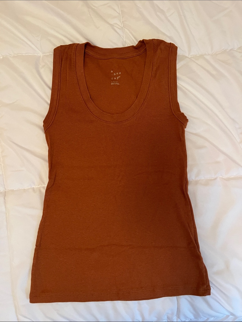 A New Day Ribbed Tank Top - Rust